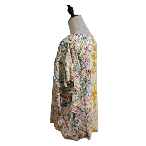 Sundance Boho Floral Top Ruffle Sleeve Sz L Peasant Cottagecore Romantic - Picture 5 of 8